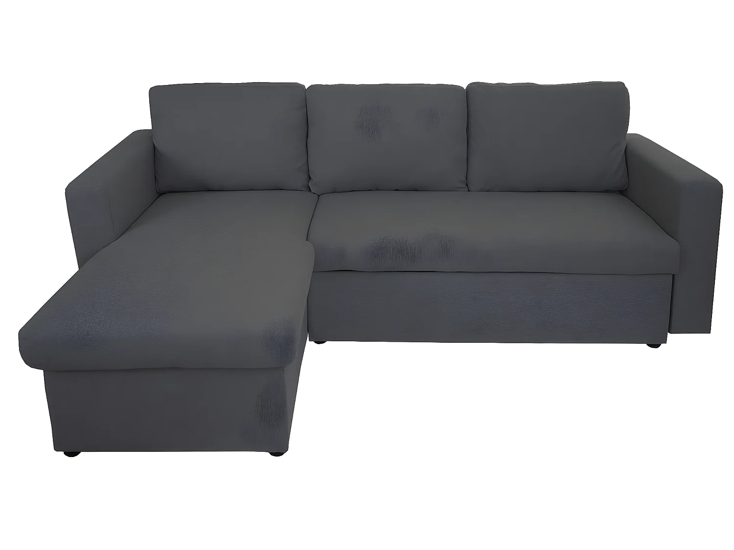 Divano letto angolare con penisola sofà reclinabile MCW-D92 tessuto grigio scuro