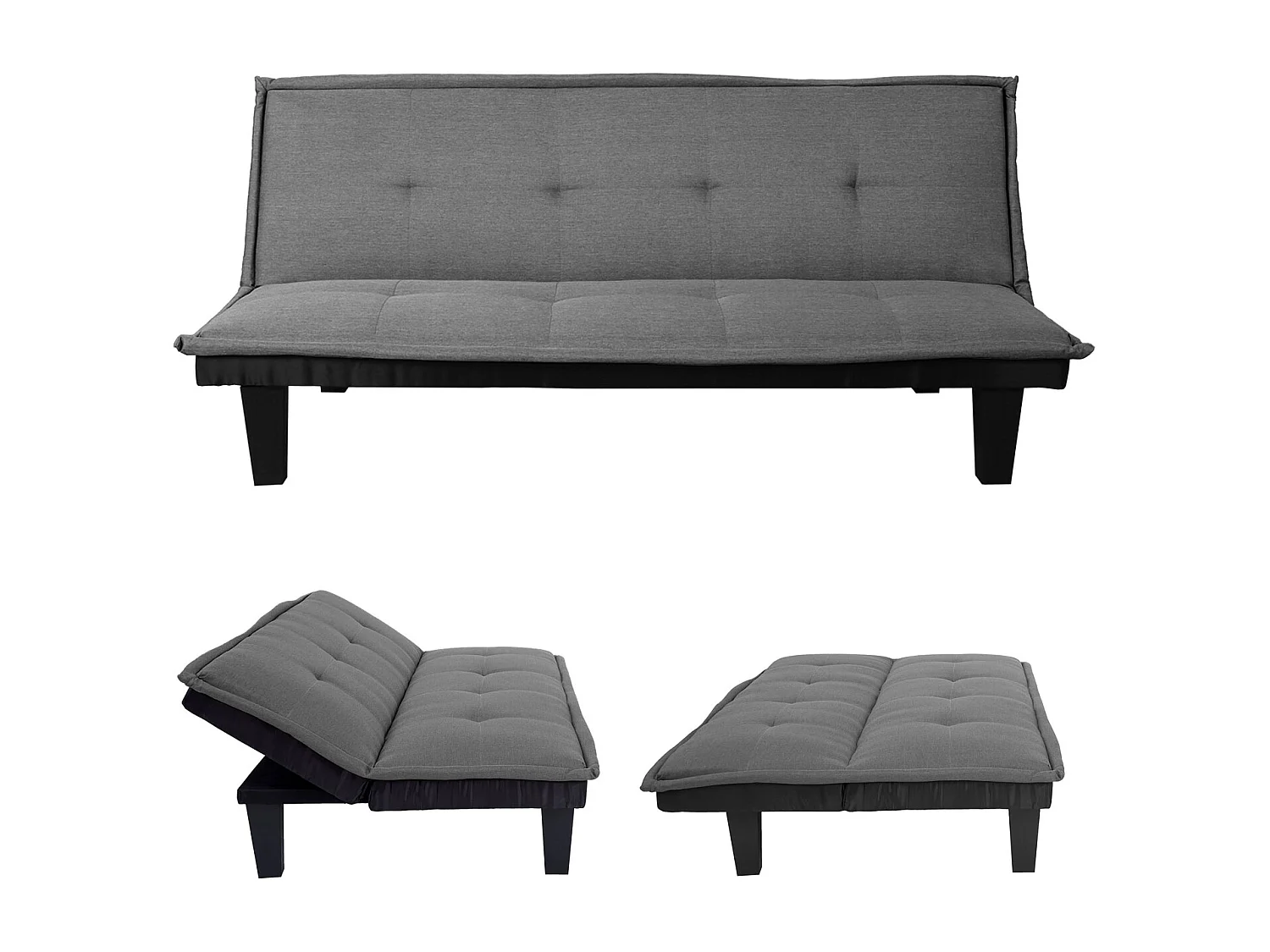 3-personers sofa MCW-C87,  stof, mørkegrå