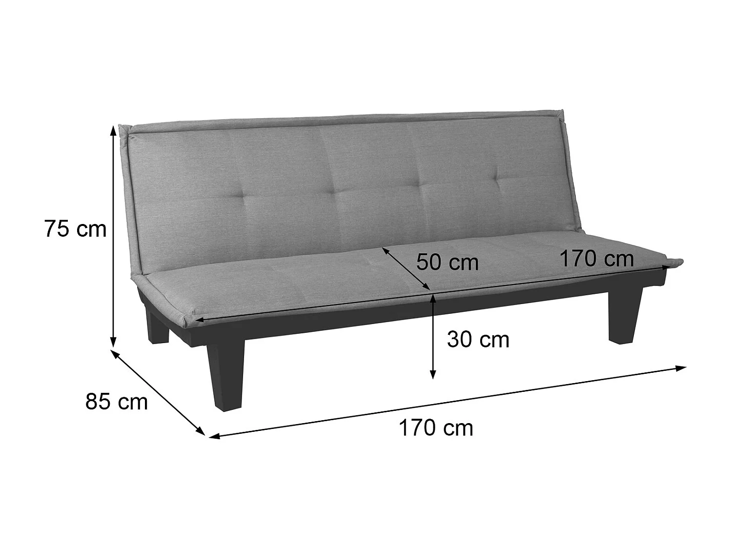 3-personers sofa MCW-C87,  stof, mørkegrå