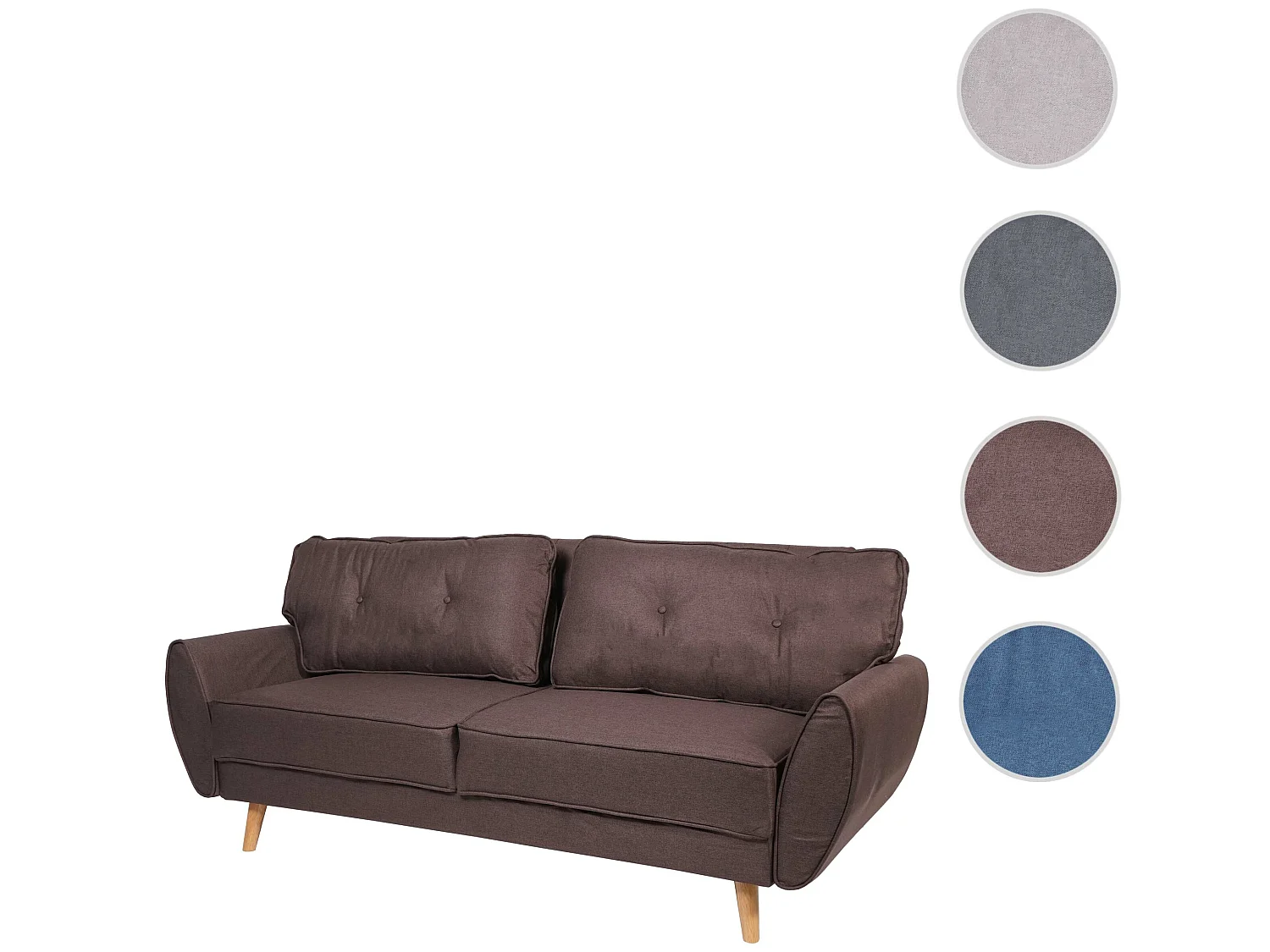 3er-Sofa MCW-J19, Stoff/Textil braun