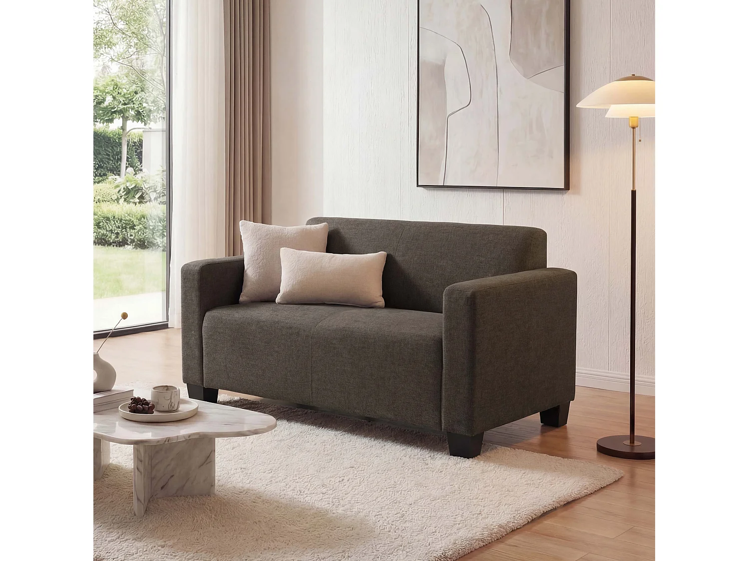 2er Sofa Couch Moncalieri Loungesofa, Braun