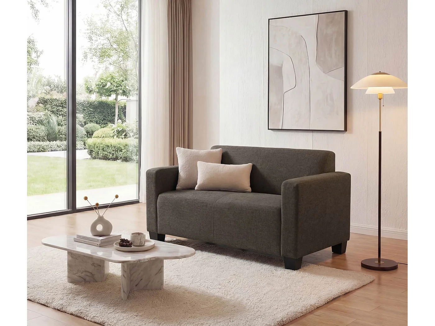 2er Sofa Couch Moncalieri Loungesofa, Braun