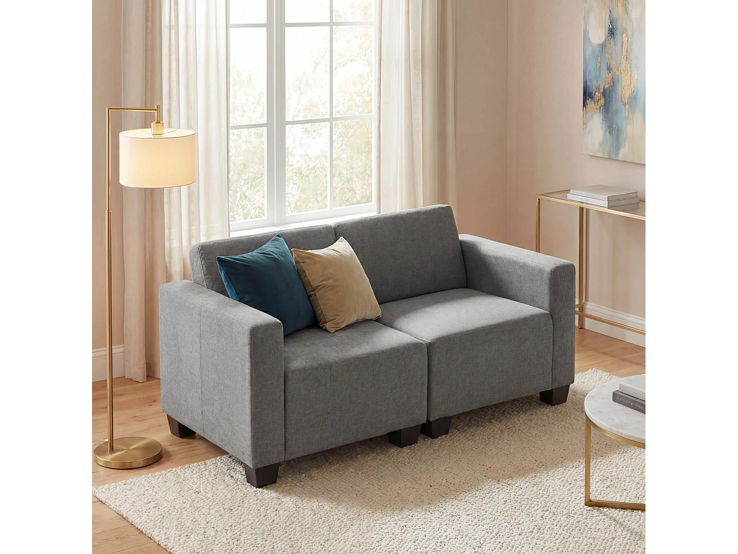 Modułowa sofa dwuosobowa Moncalieri,  szara