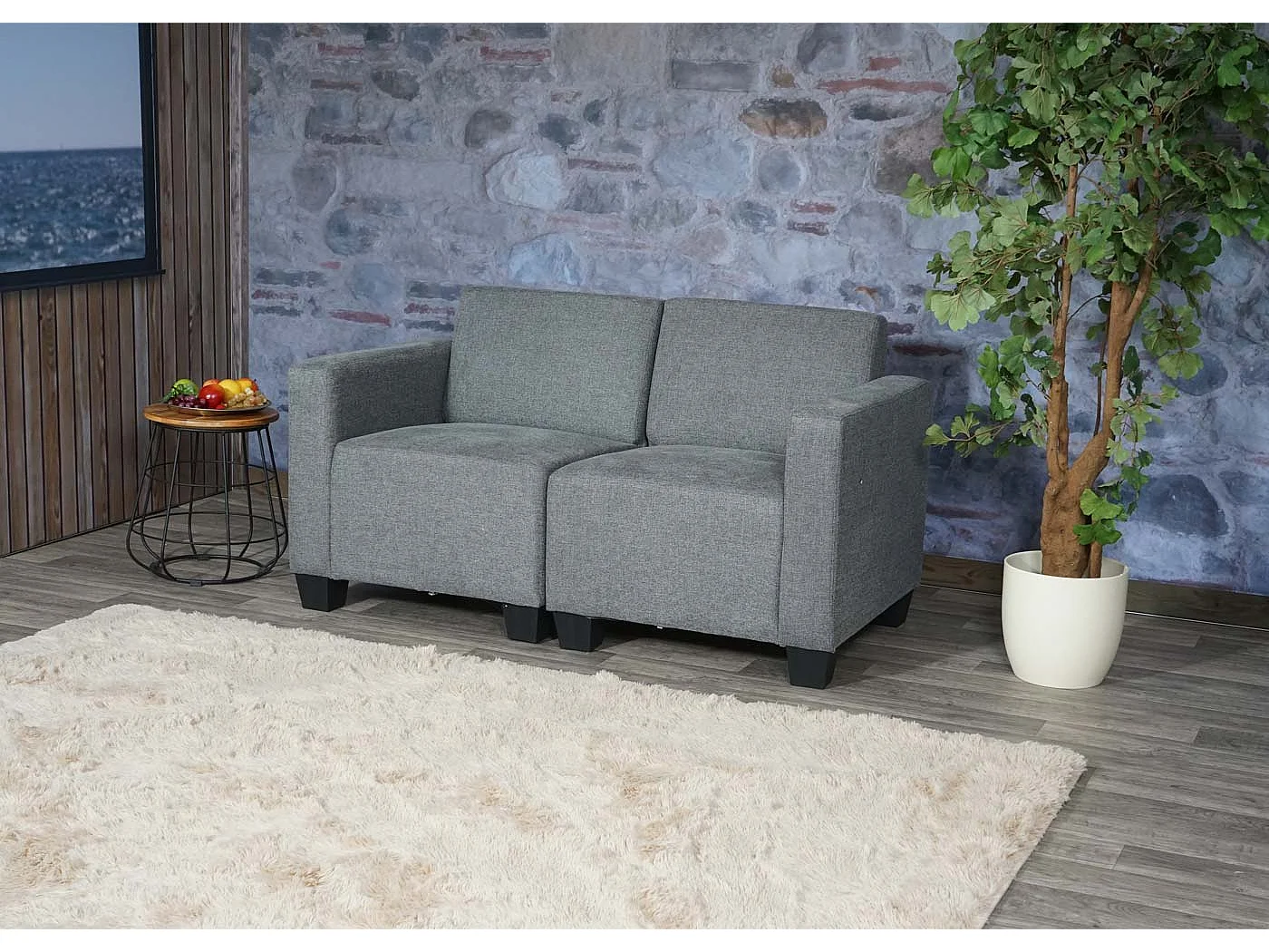 Modułowa sofa dwuosobowa Moncalieri,  szara