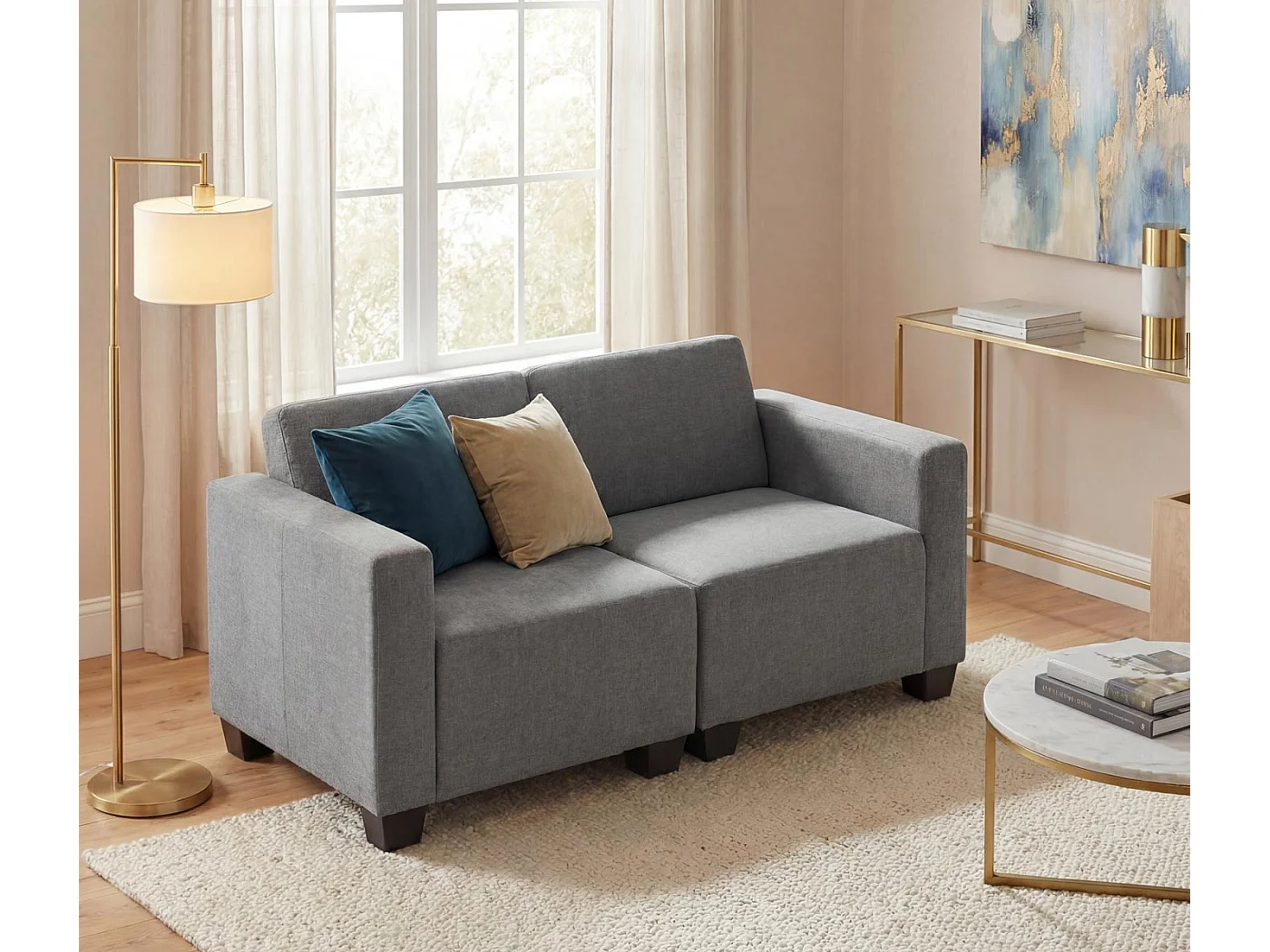 Modułowa sofa dwuosobowa Moncalieri,  szara