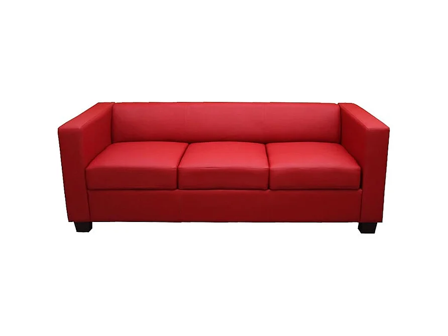 3-zitsbank Lille,  leer, rood