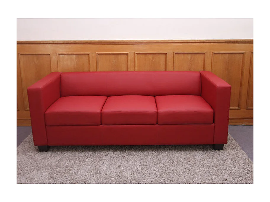 3-zitsbank Lille,  leer, rood
