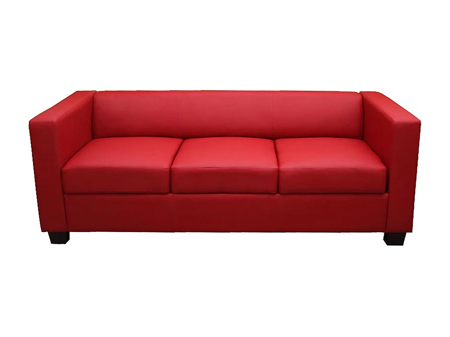 3er Sofa Lille, Leder, rot