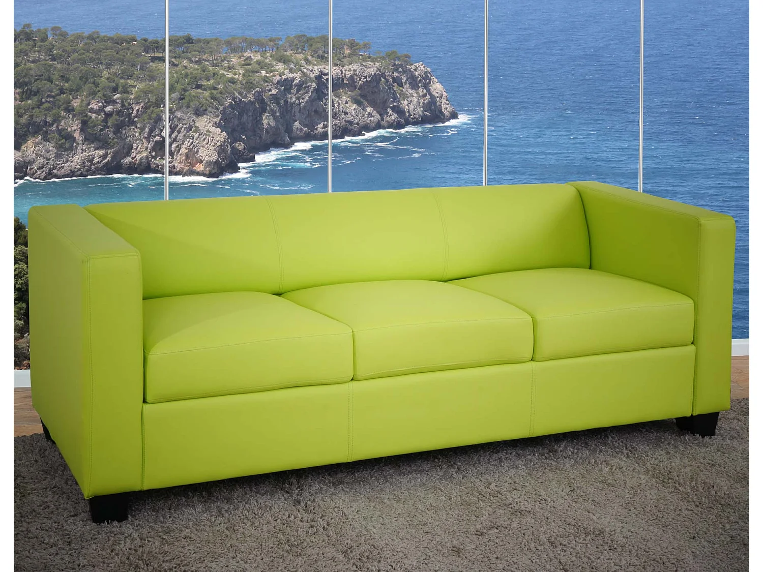 3-zitsbank Lille,  kunstleer, lichtgroen