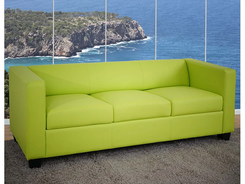 Divano sofa 3 posti lounge moderno elegante serie Lille M65 75x191x70cm ecopelle verde