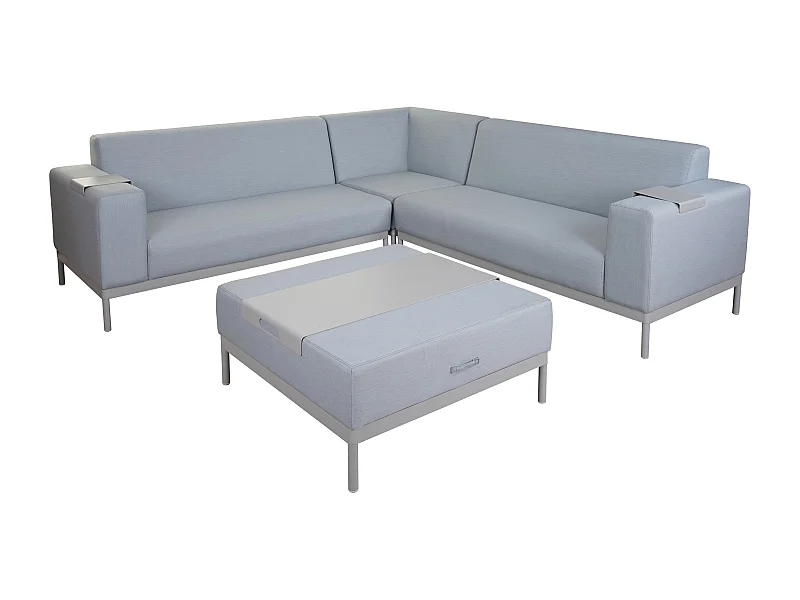 Ecksofa MCW-C47 mit Ablage, Blau mit Ablage