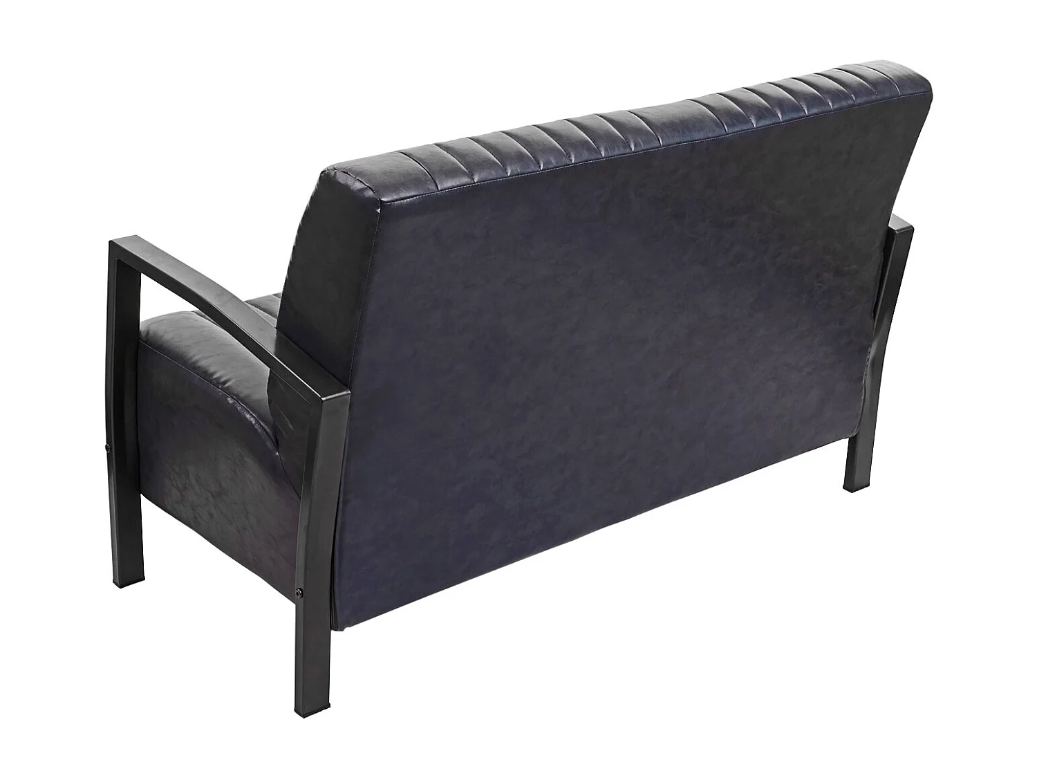 Divano due posti design industriale MCW-H10 acciaio verniciato ecopelle grigio