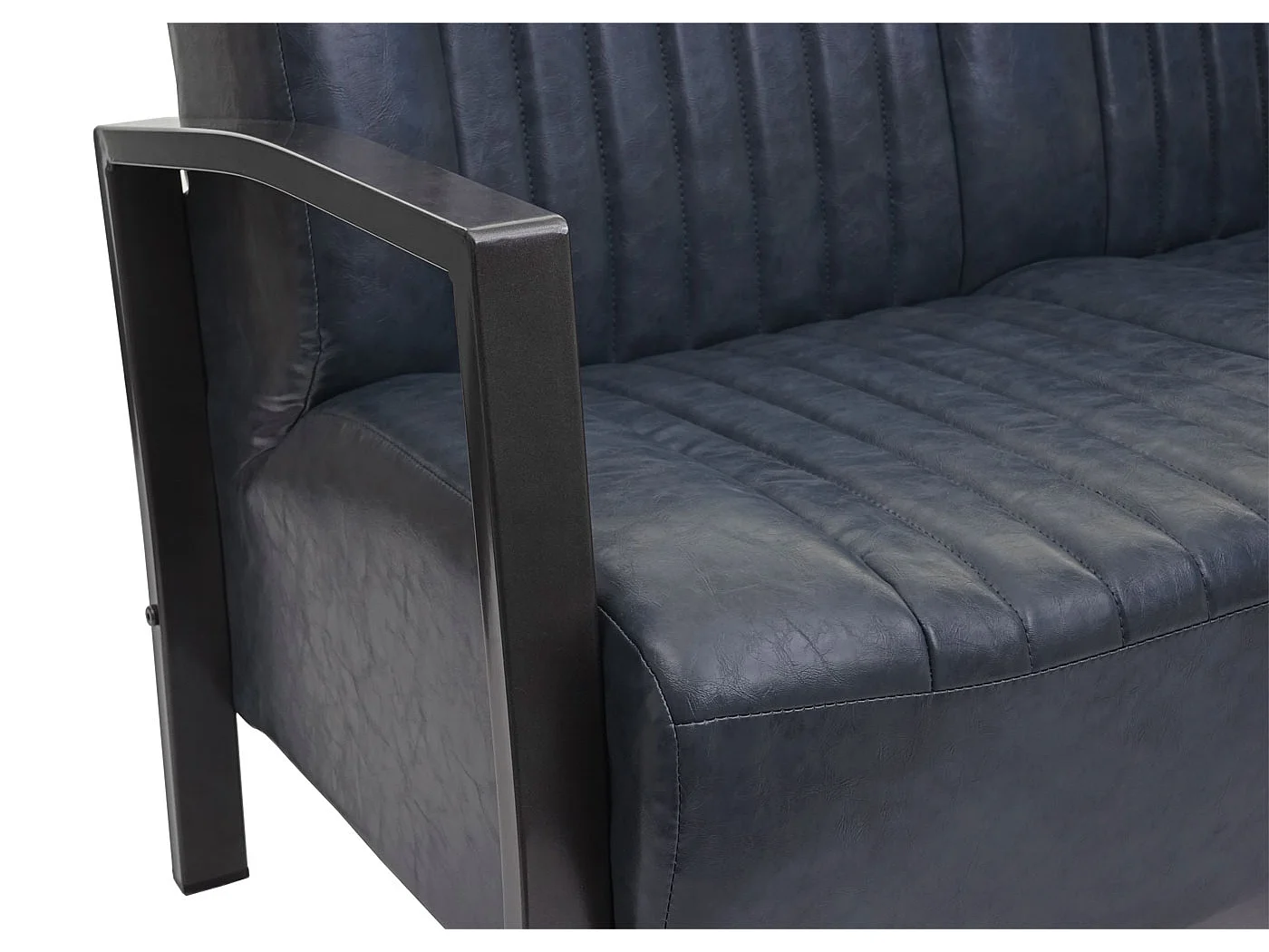 Divano due posti design industriale MCW-H10 acciaio verniciato ecopelle grigio