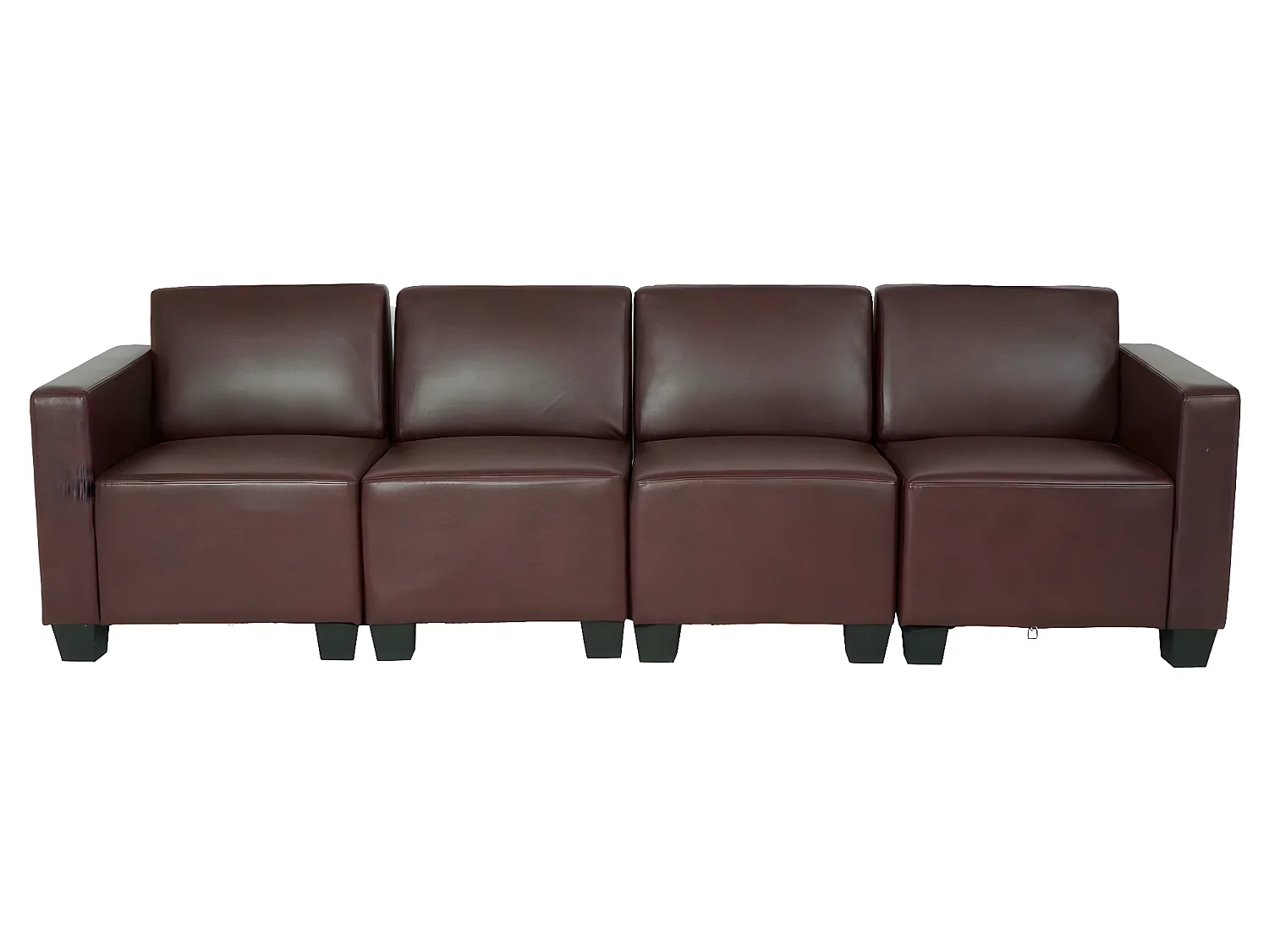 Canapé 4 places Moncalieri,  rouge-brun