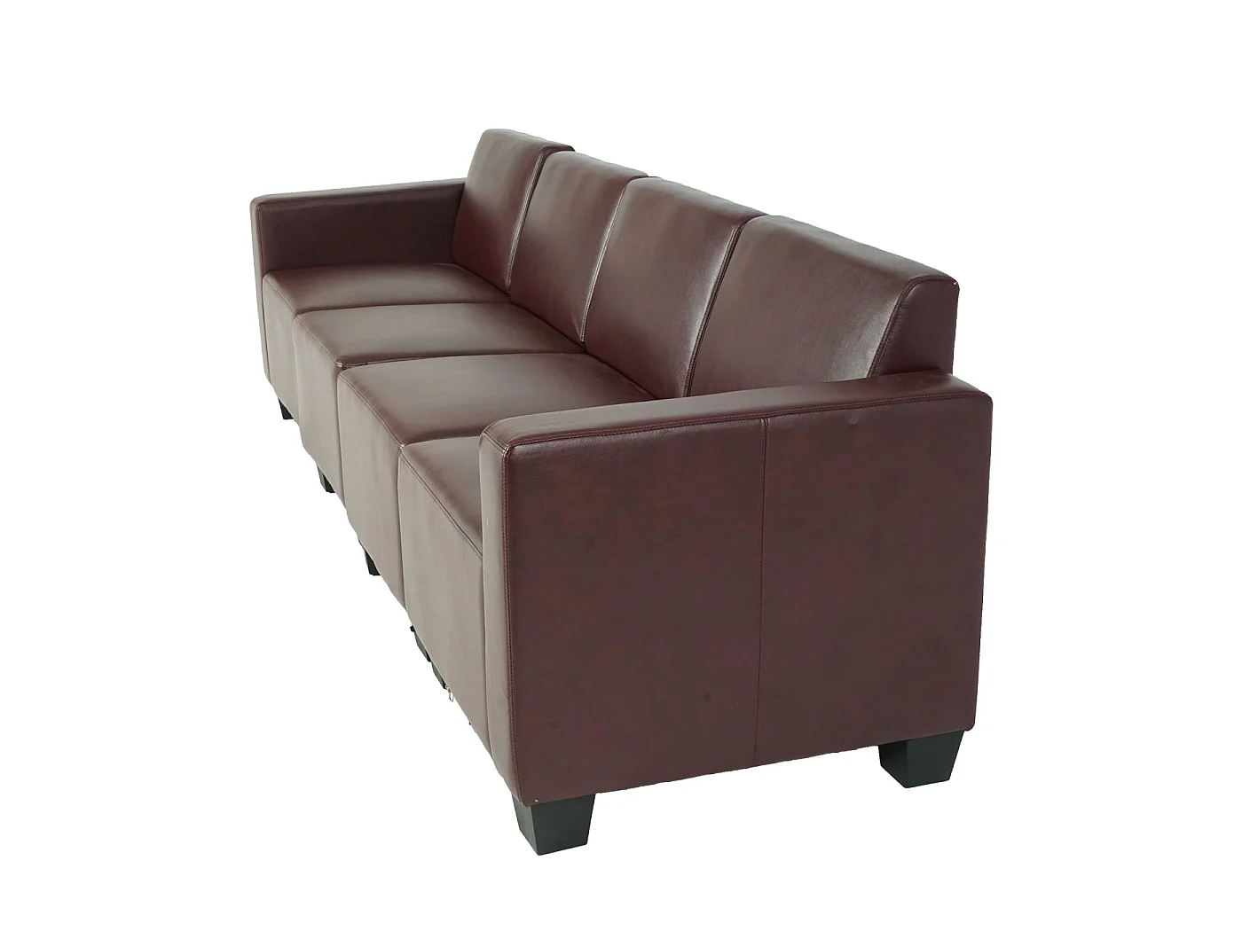 Canapé 4 places Moncalieri,  rouge-marron