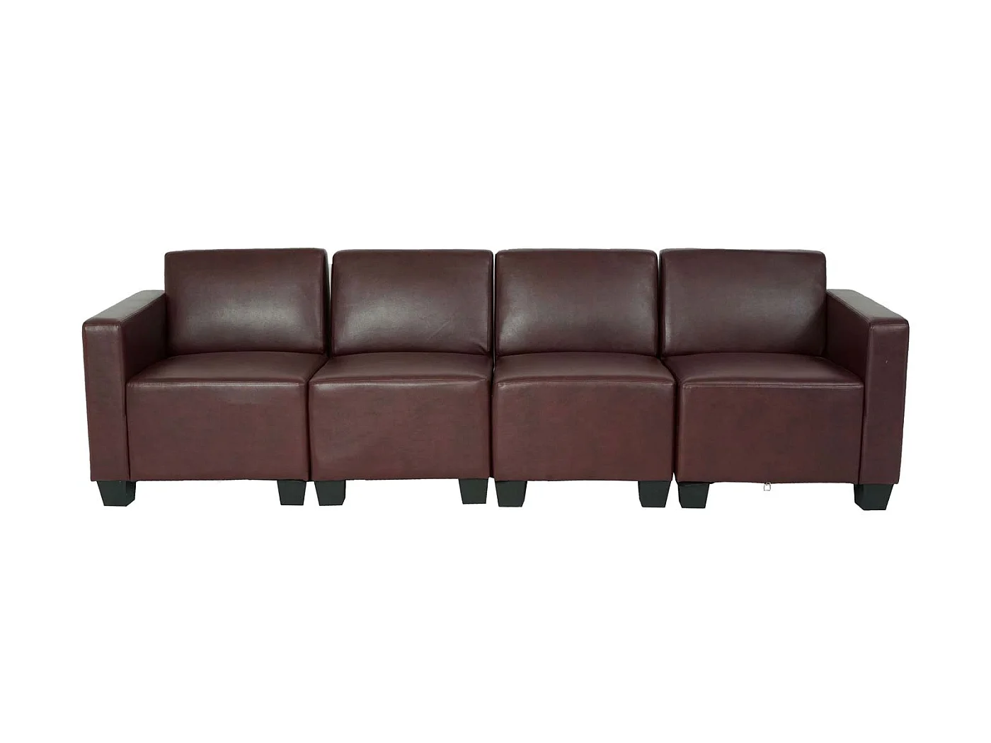 Canapé 4 places Moncalieri,  rouge-marron