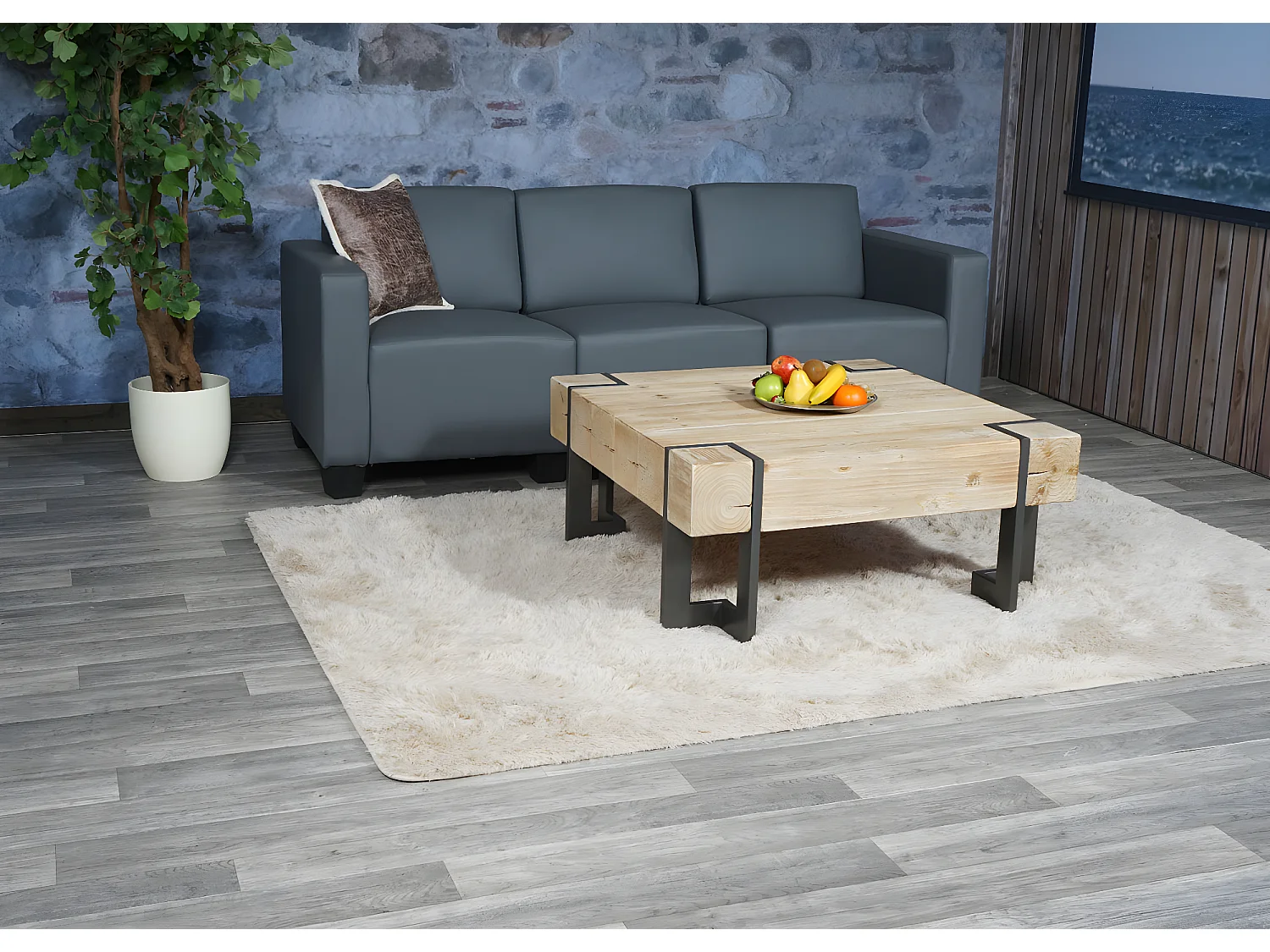 Sofá 3 plazas Moncalieri,  gris oscuro