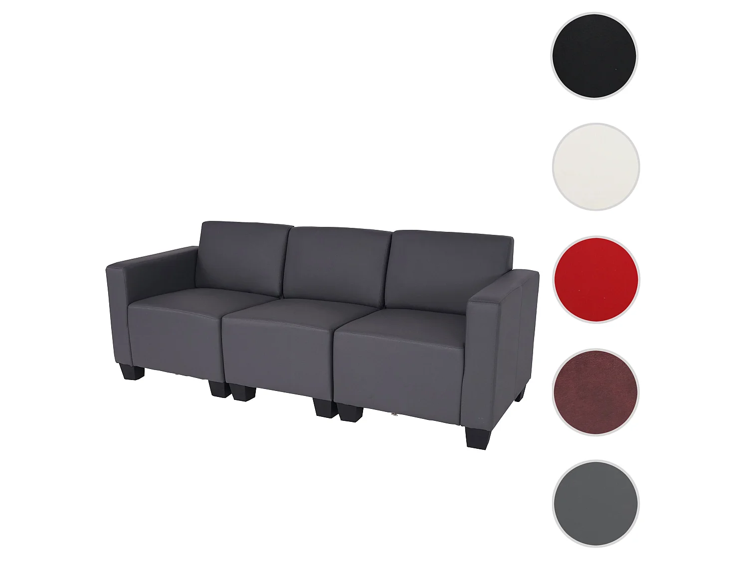 Sofá 3 plazas Moncalieri,  gris oscuro