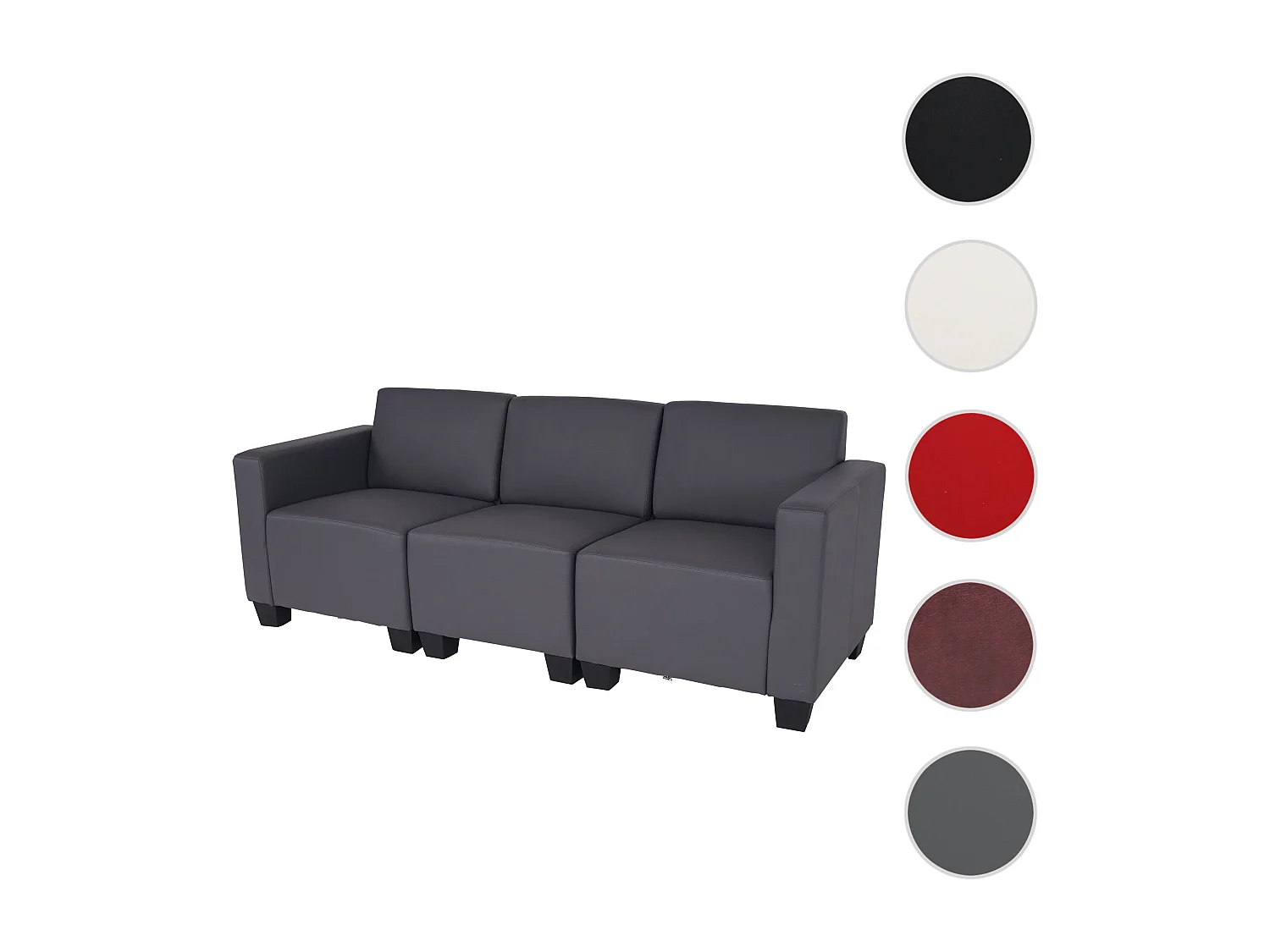 Canapé 3 places Moncalieri,  gris foncé