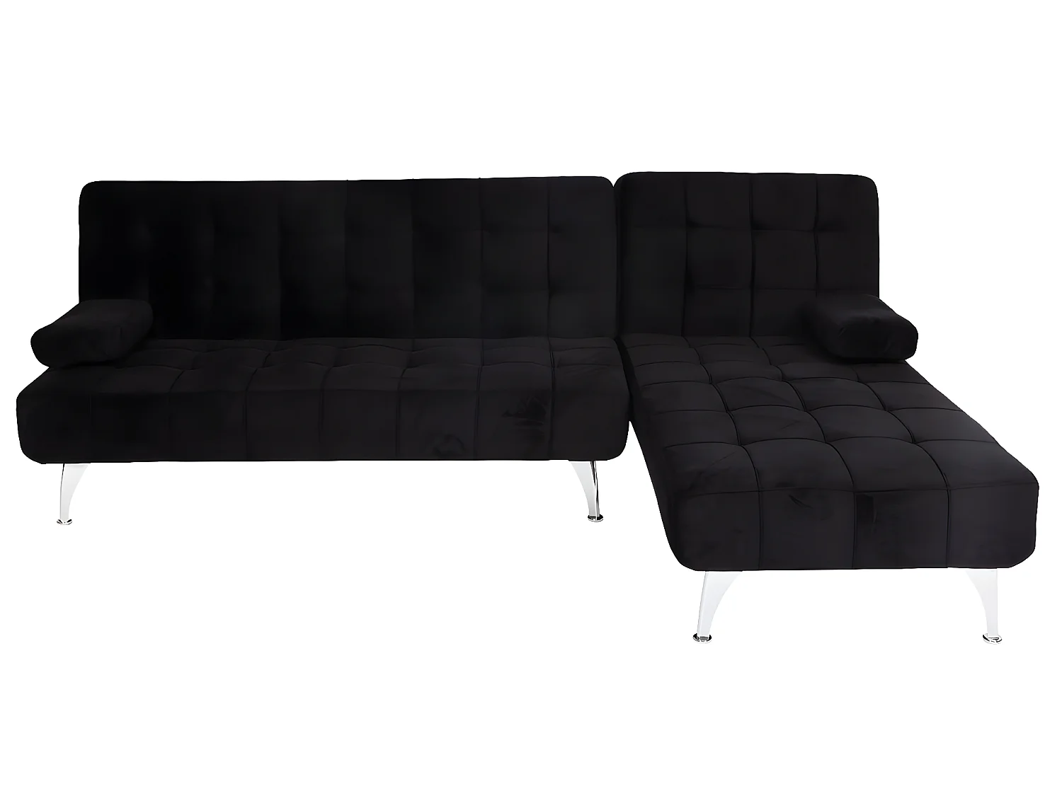 Divano letto angolare con penisola sofà reclinabile MCW-K22 legno velluto nero