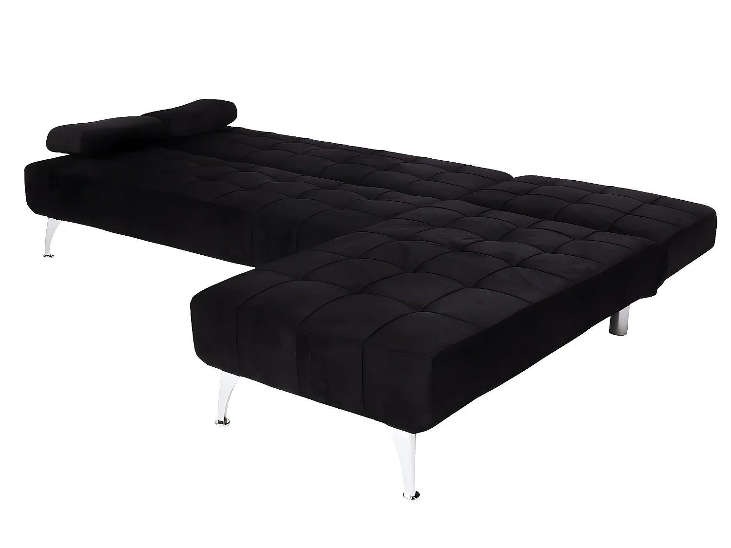 Divano letto angolare con penisola sofà reclinabile MCW-K22 legno velluto nero