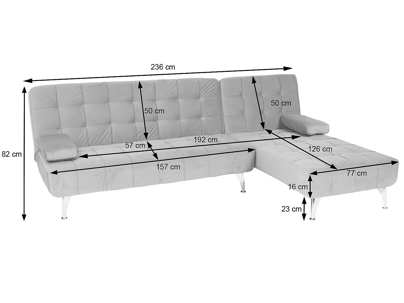 Schlafsofa MCW-K22, Samt schwarz