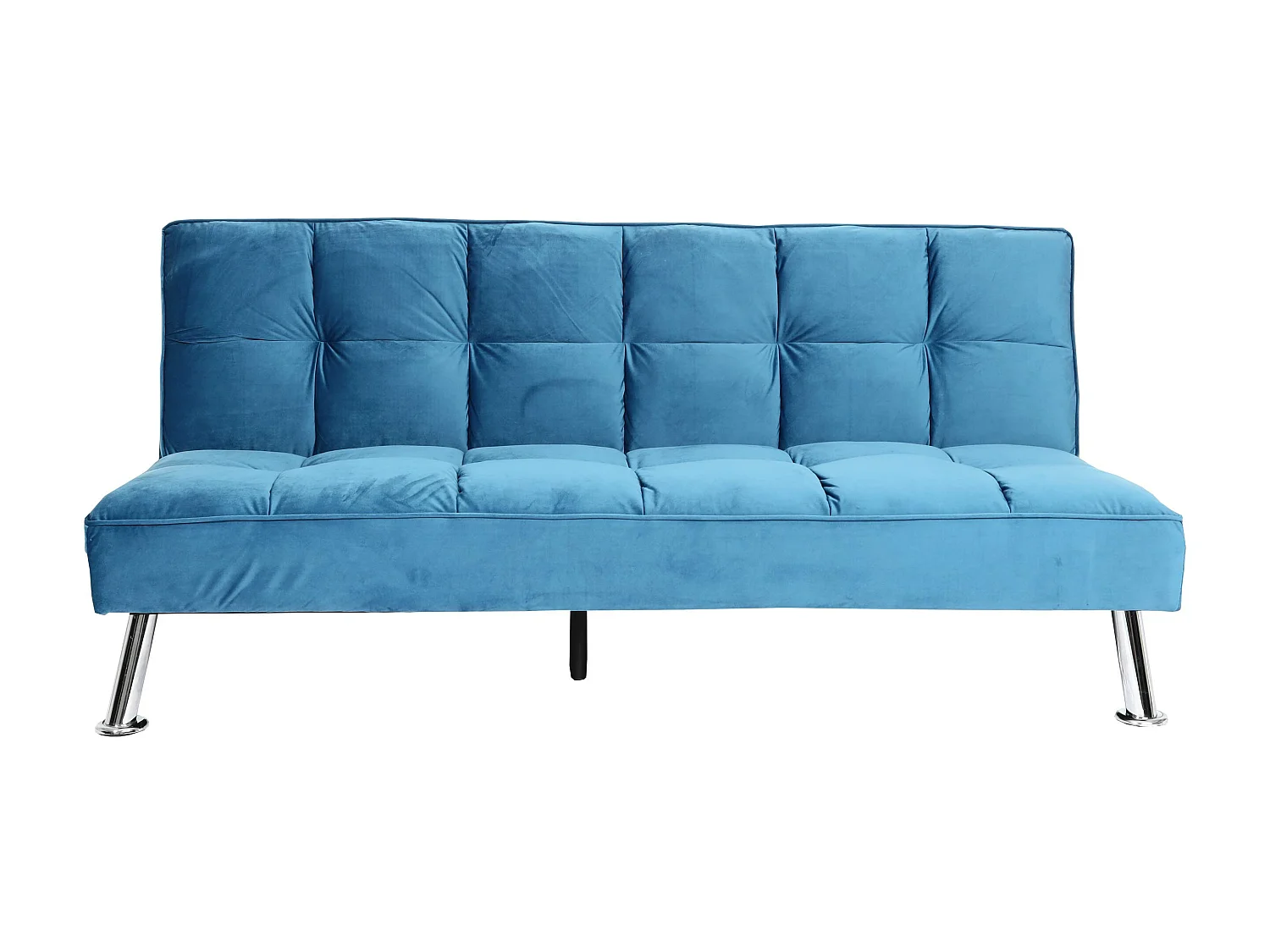 Divano letto sofà reclinabile MCW-K21 molle nosag legno ferro velluto blu