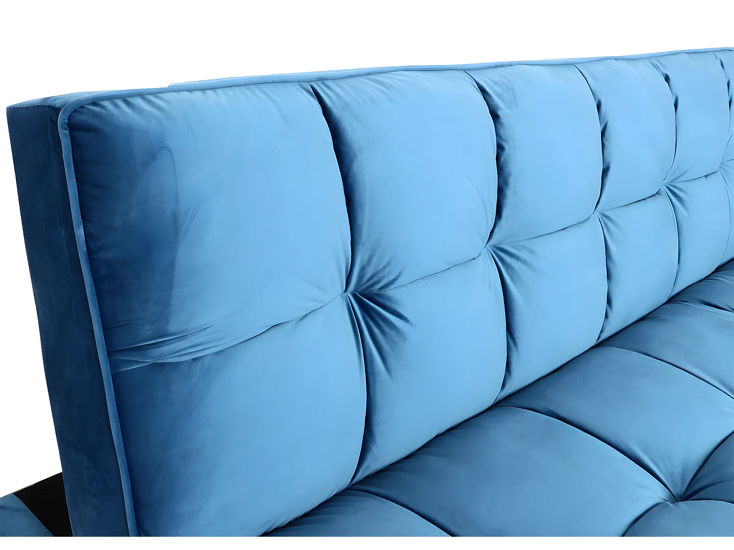 Divano letto sofà reclinabile MCW-K21 molle nosag legno ferro velluto blu