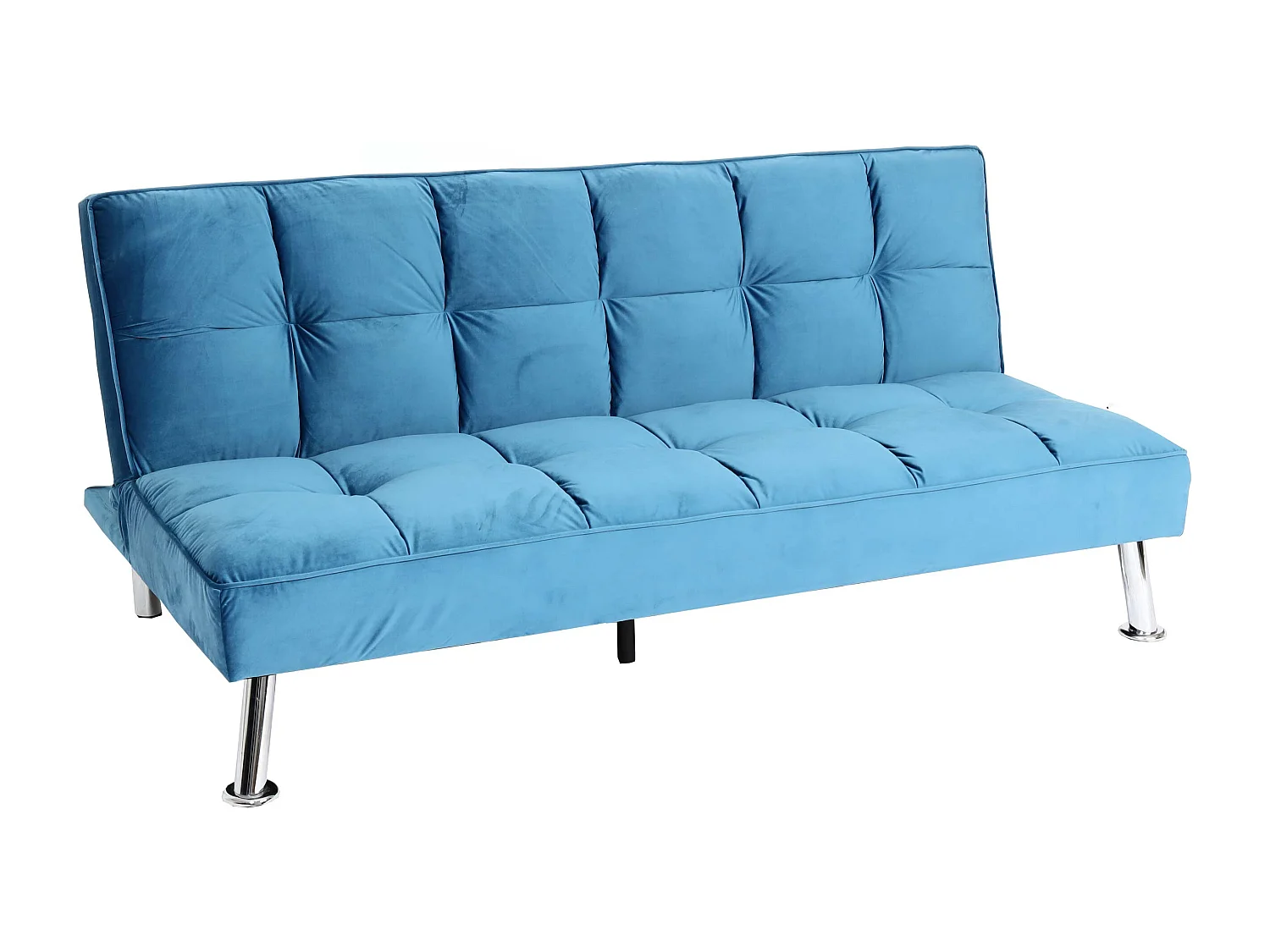 Divano letto sofà reclinabile MCW-K21 molle nosag legno ferro ~ velluto blu