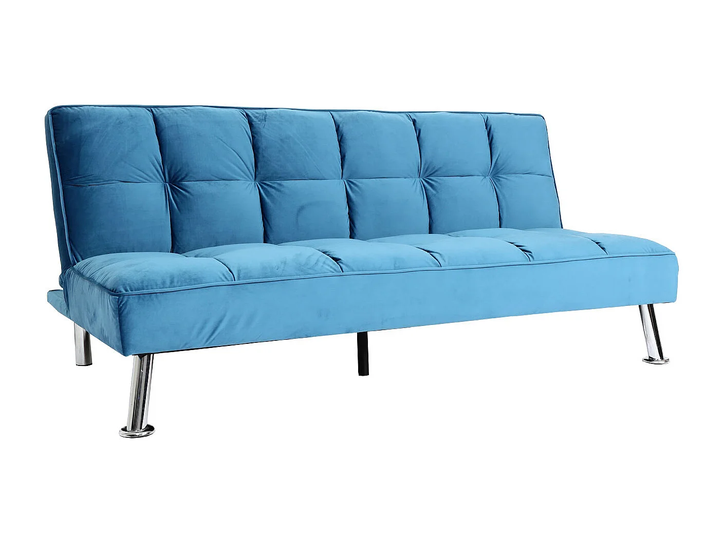 Divano letto sofà reclinabile MCW-K21 molle nosag legno ferro ~ velluto blu