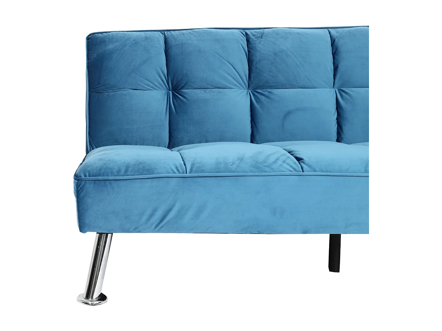 Divano letto sofà reclinabile MCW-K21 molle nosag legno ferro ~ velluto blu