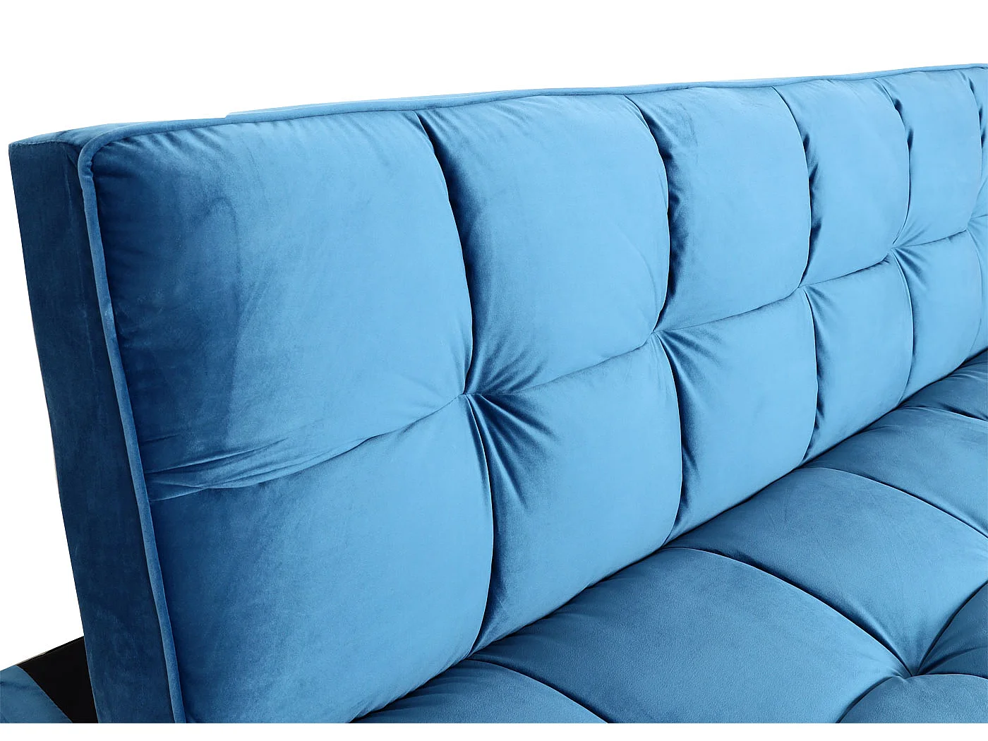 Divano letto sofà reclinabile MCW-K21 molle nosag legno ferro ~ velluto blu