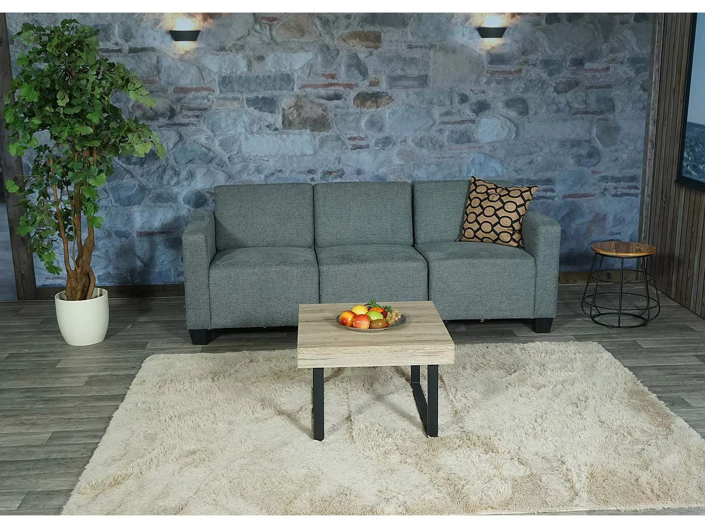 Modular 3-Sitzer Sofa Moncalieri, Grau