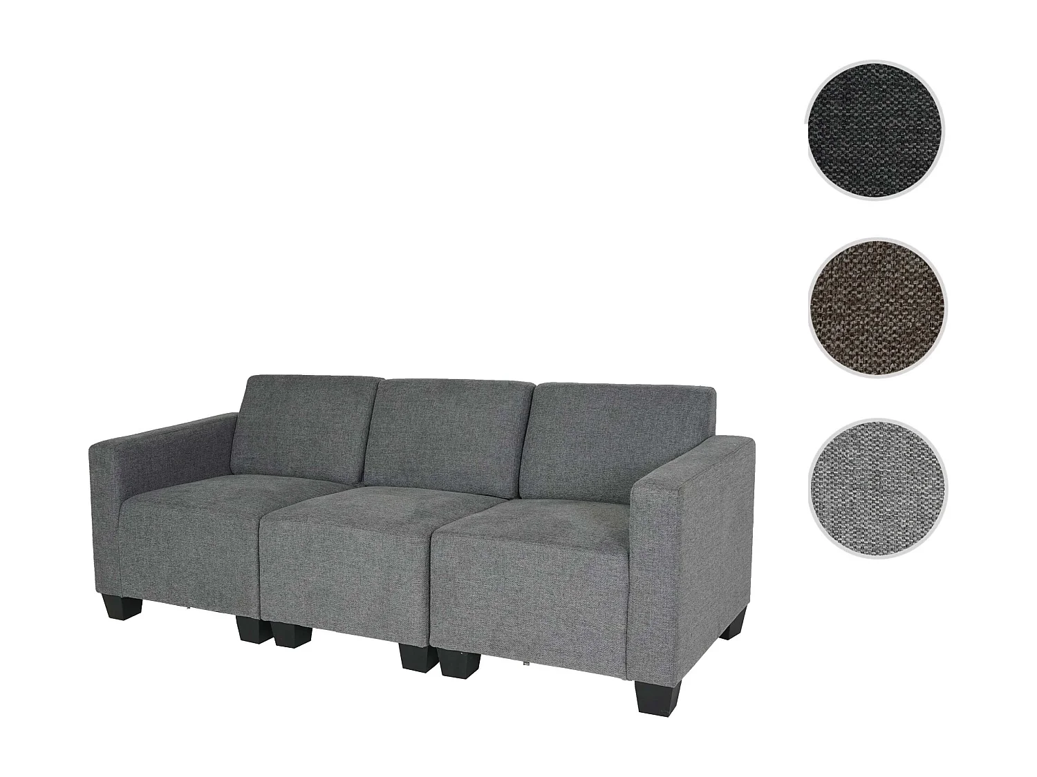 Modular 3-Sitzer Sofa Moncalieri, Grau