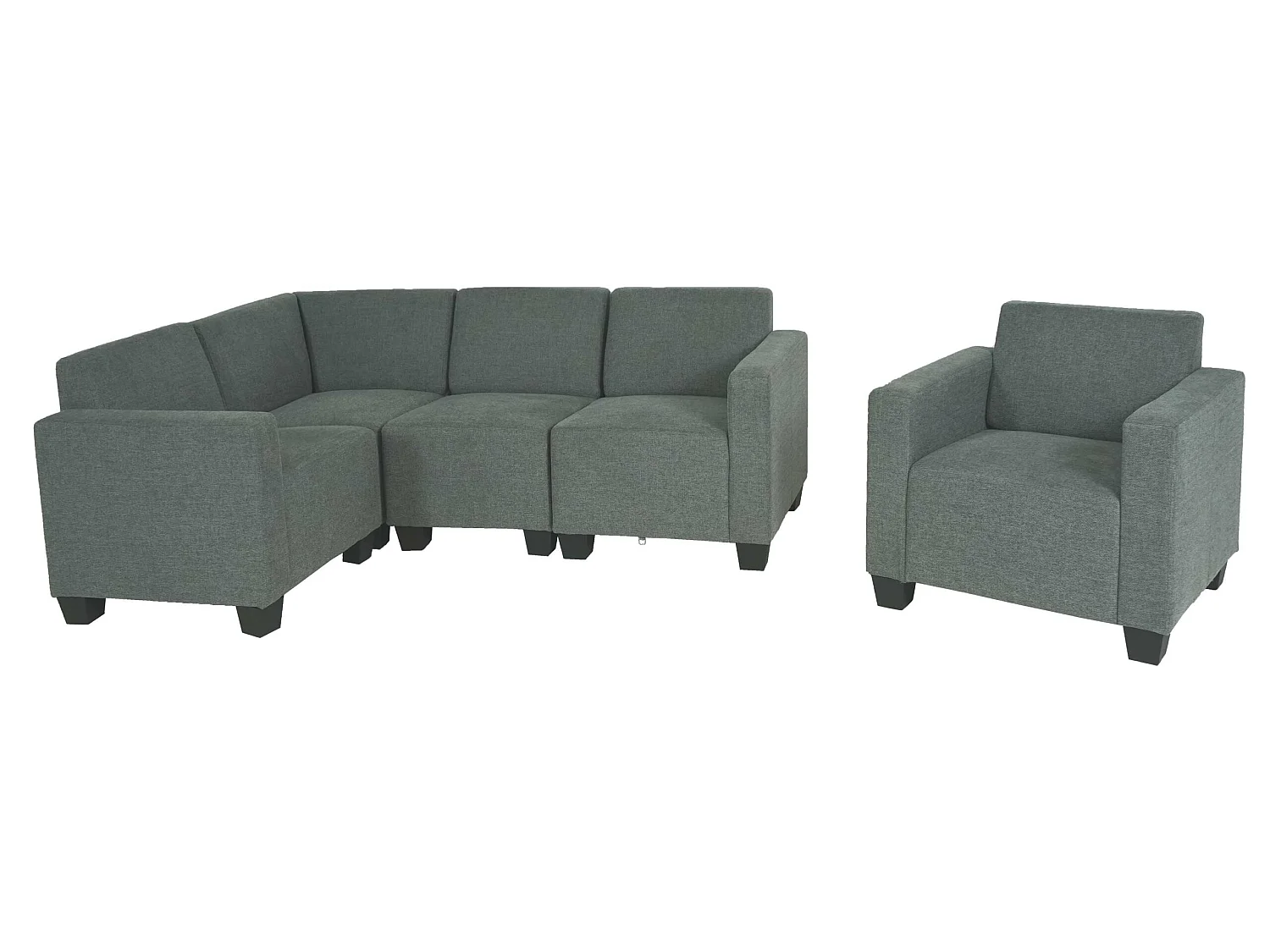 Salotto modulare componibile lounge moderno Lione N71 tessuto combinazione 4-1 grigio
