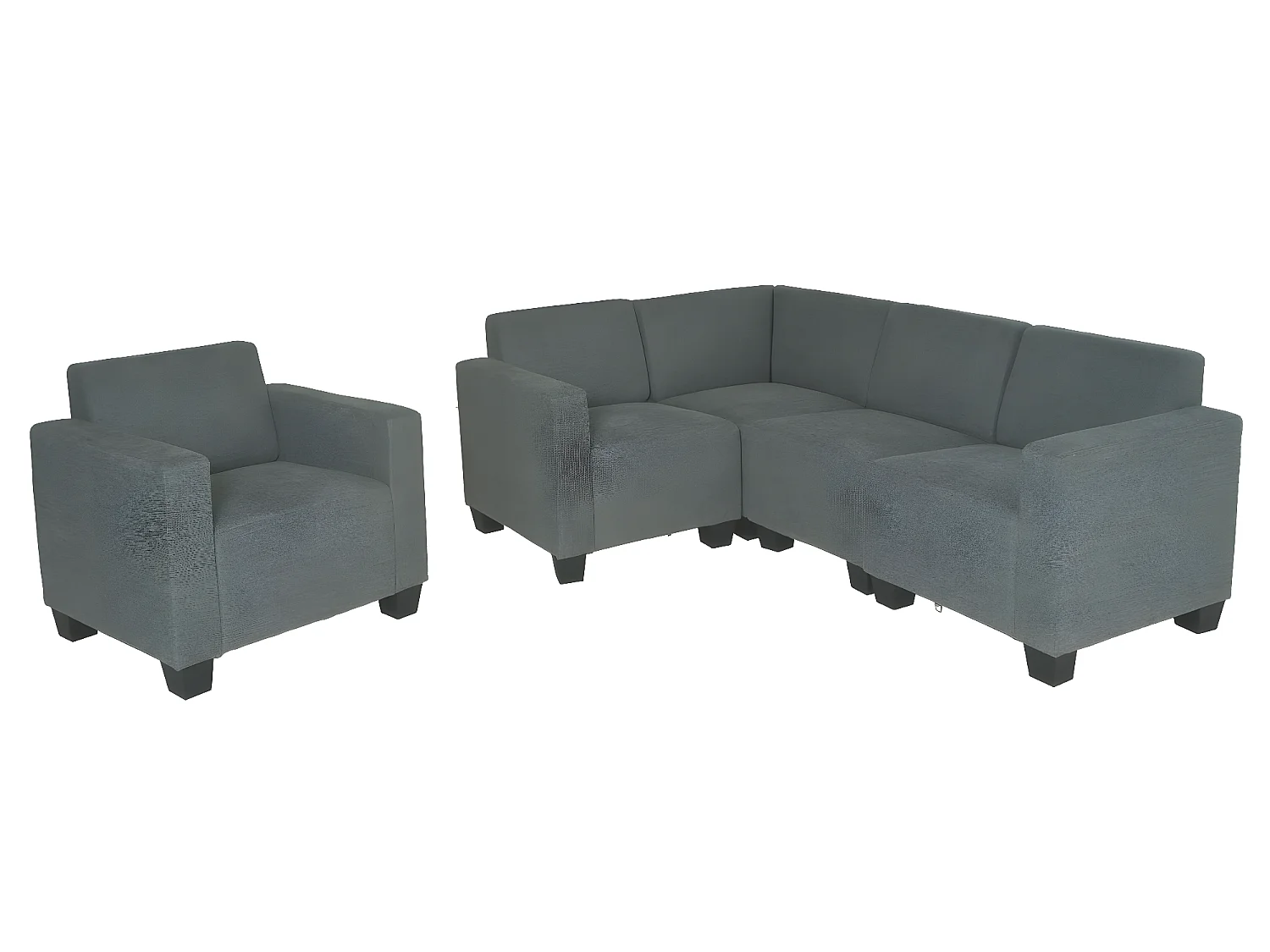Salotto modulare componibile lounge moderno Lione N71 tessuto combinazione 4-1 grigio