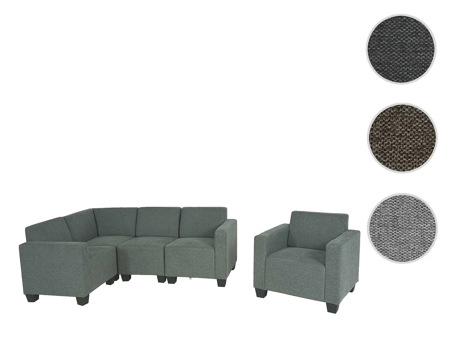 Salotto modulare componibile lounge moderno Lione N71 tessuto combinazione 4-1 grigio