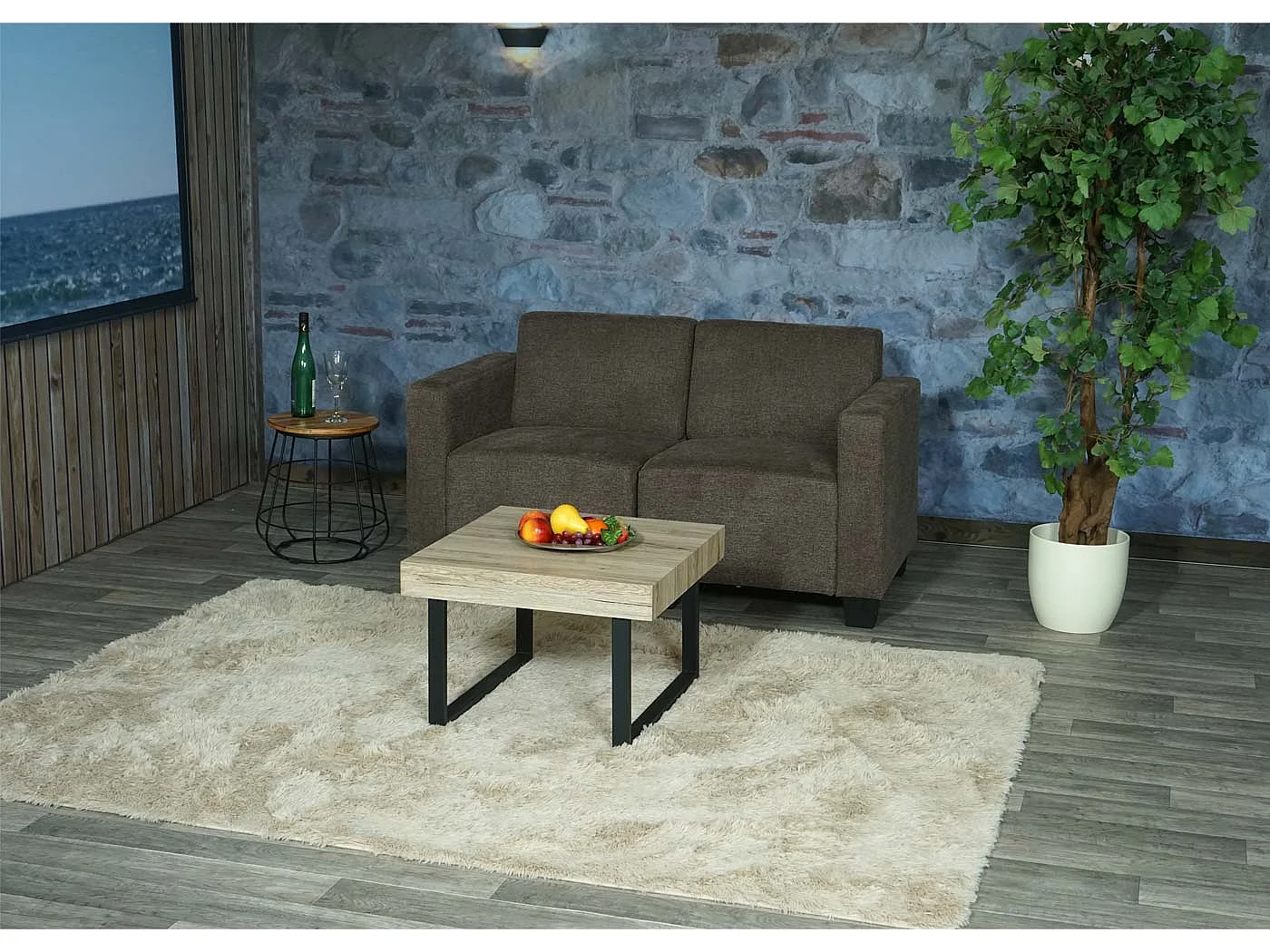 Modułowa sofa dwuosobowa Moncalieri,  brązowa