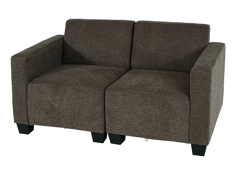 Salotto modulare componibile lounge moderno Lione N71 tessuto divano 2 posti marrone