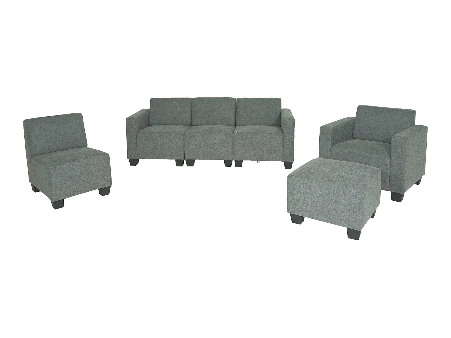Salotto modulare componibile lounge moderno Lione N71 tessuto combinazione 3-1-1-1 grigio