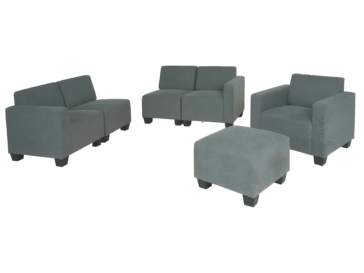 Salotto modulare componibile lounge moderno Lione N71 tessuto combinazione 3-1-1-1 grigio