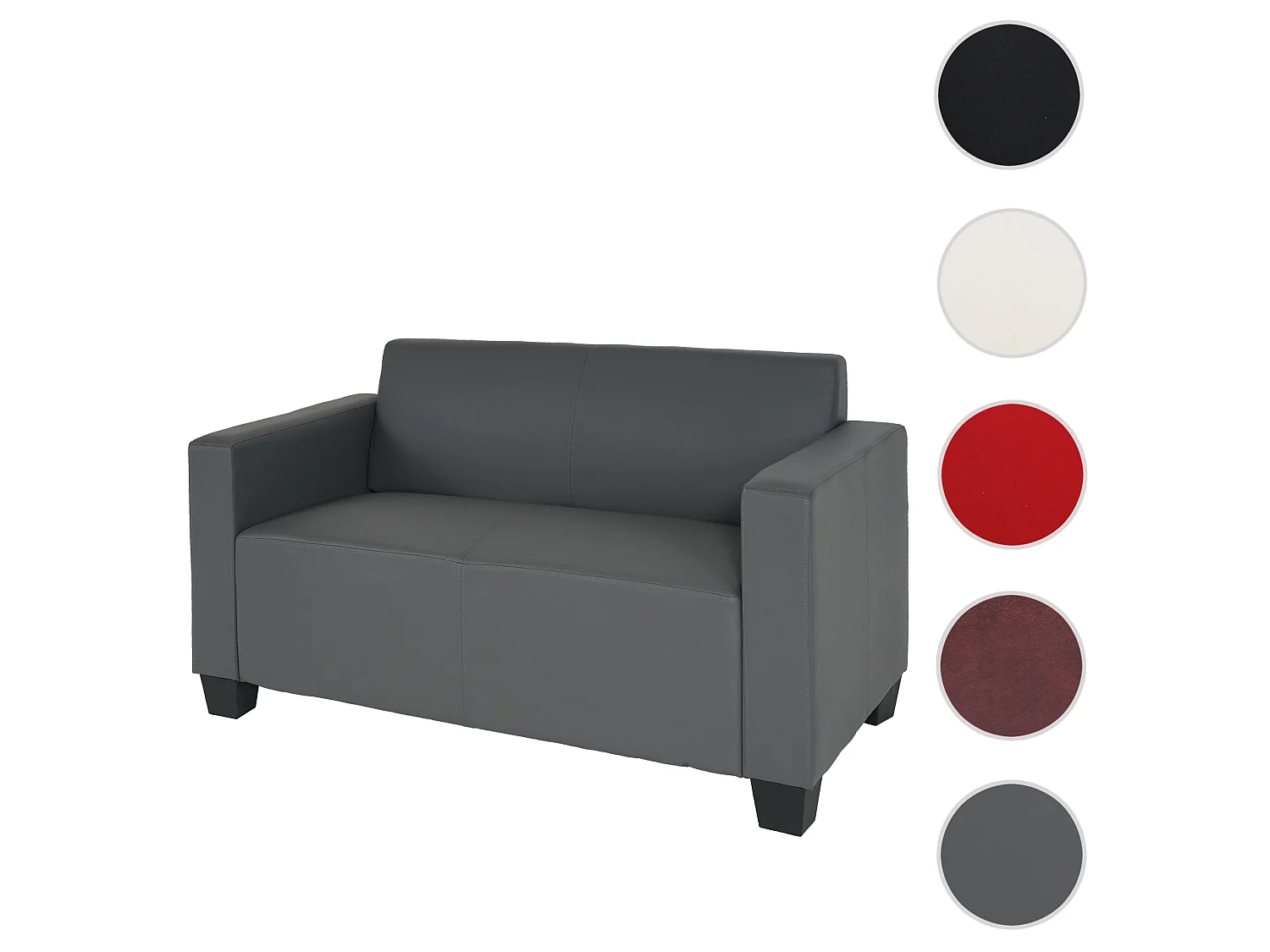 2er Sofa Moncalieri Kunstleder, Dunkelgrau