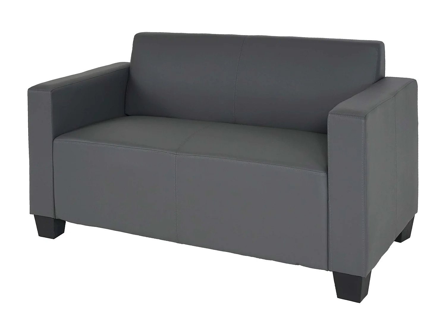 Sofa dwuosobowa Moncalieri ze sztucznej skóry,  ciemnoszara