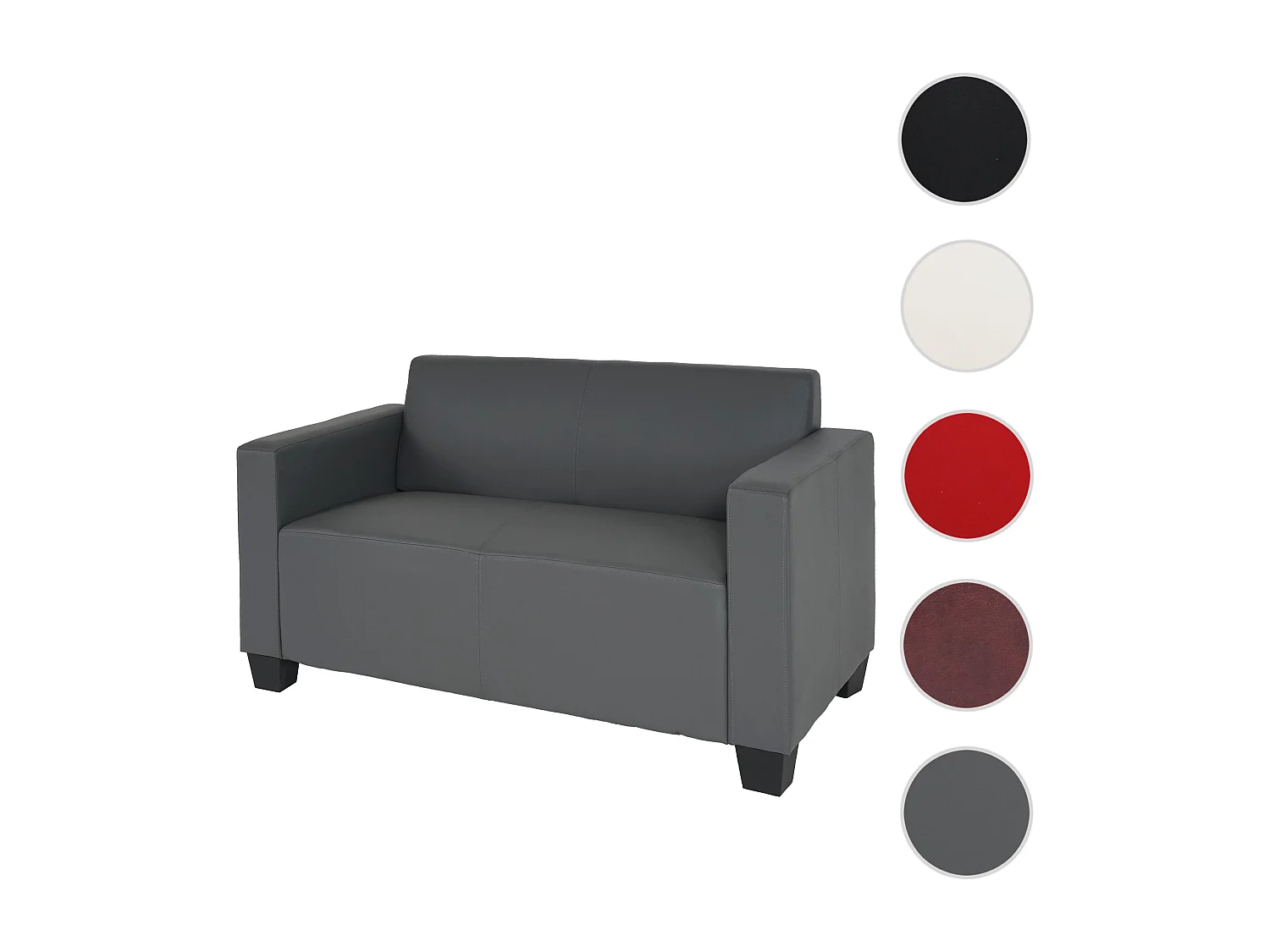 Sofa dwuosobowa Moncalieri ze sztucznej skóry,  ciemnoszara