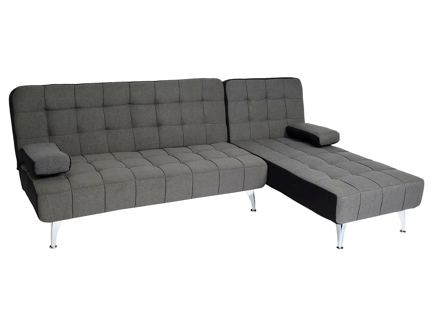 Sofa rozkładana MCW-K22,  tkanina/tekstylia ciemnoszary, czarny
