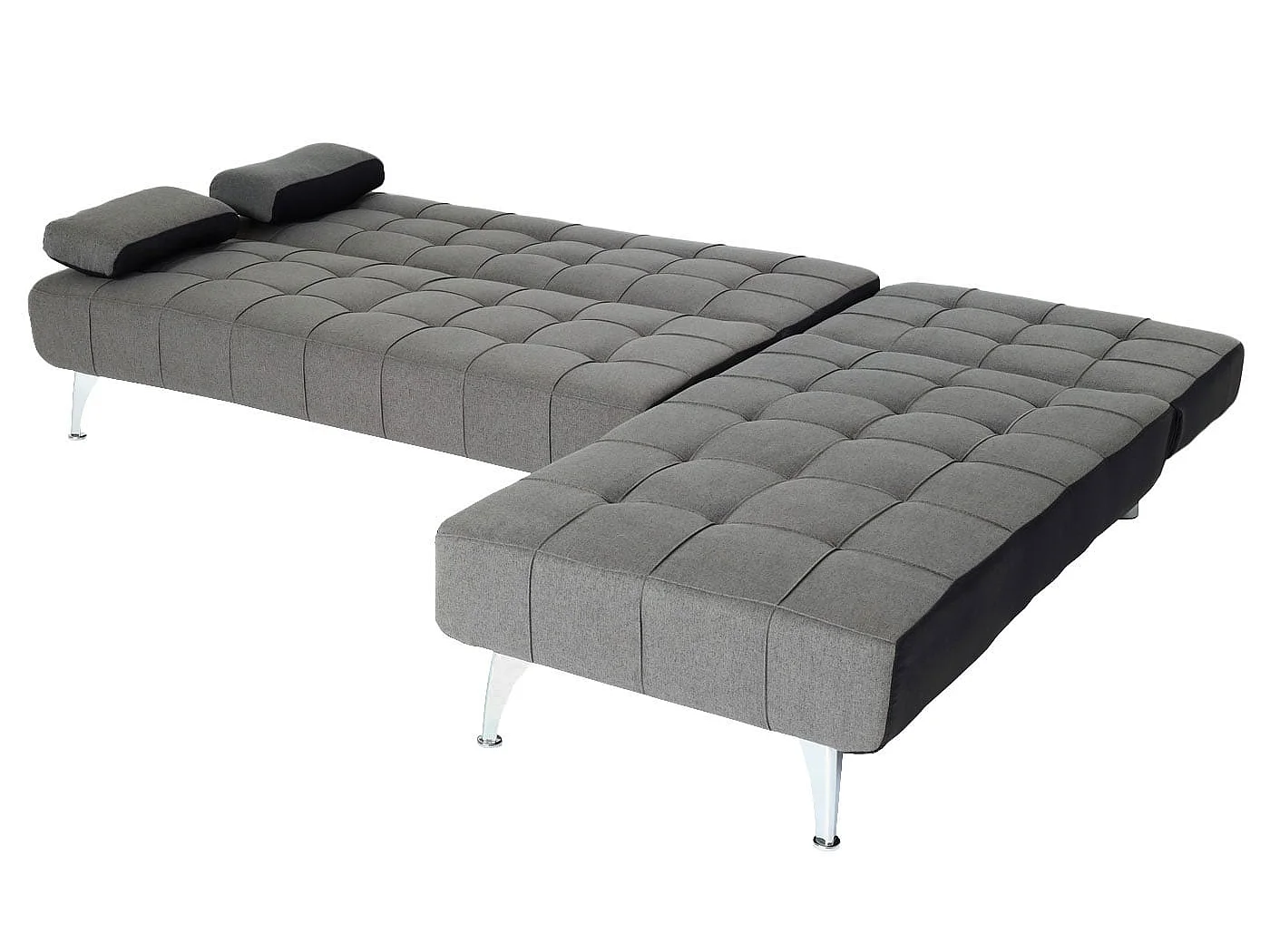 Divano letto angolare con penisola sofà reclinabile MCW-K22 legno tessuto grigio scuro e nero