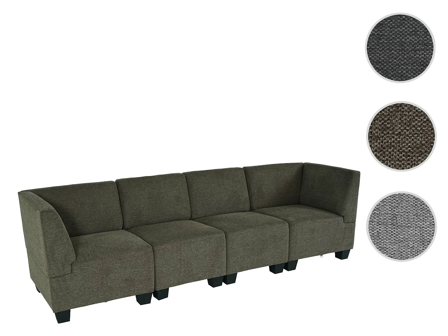 Modulaire 4-zitsbank Moncalieri,  bruin, hoge armleuningen