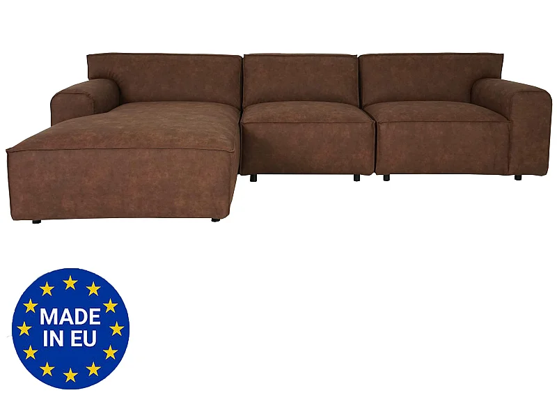 Hoekbank MCW-J59 Ottomane links,  kunstleer bruin