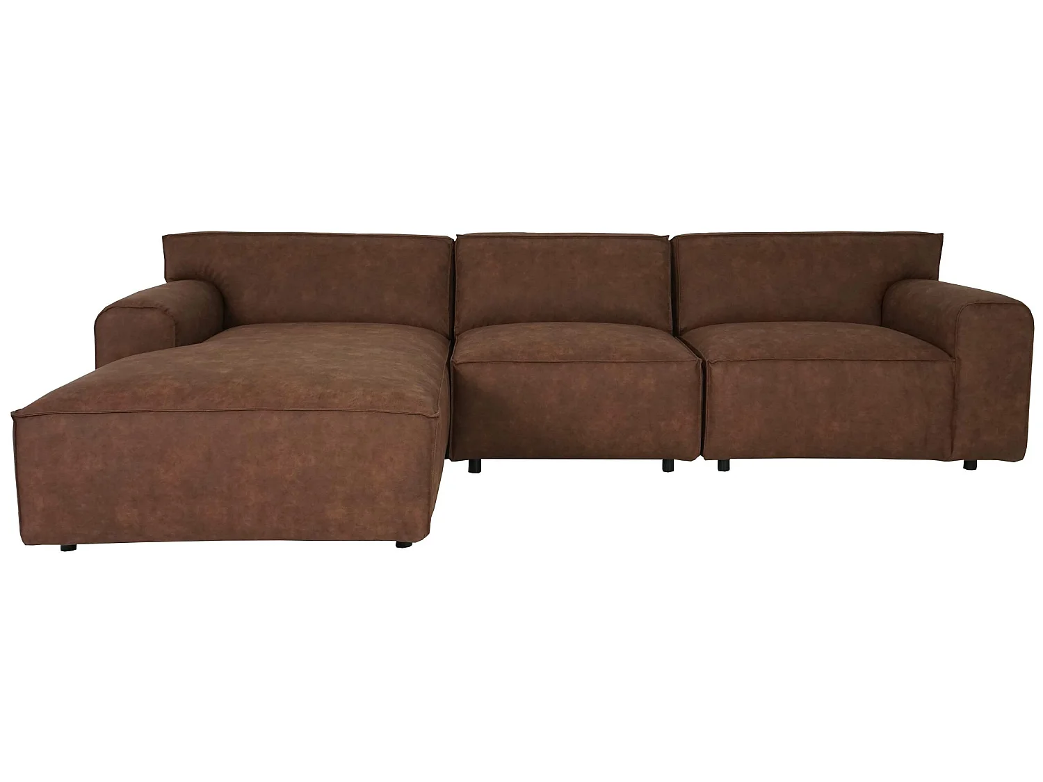 Ecksofa MCW-J59 Ottomane links, Kunstleder braun