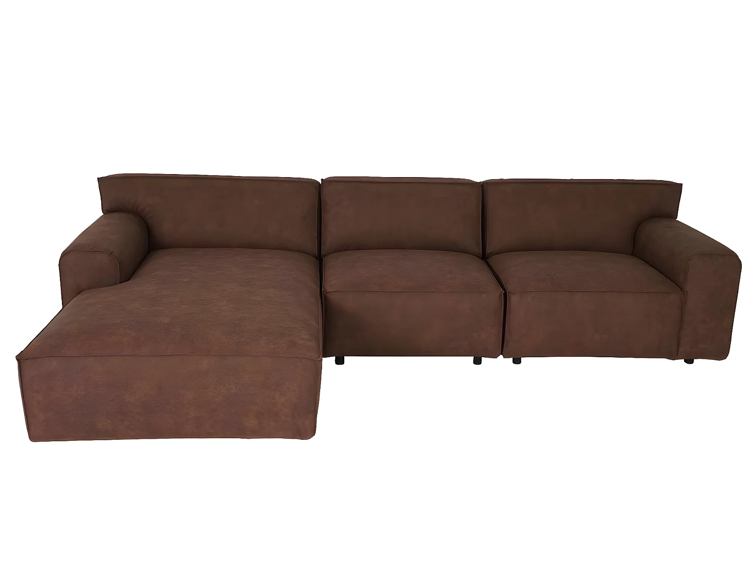 Ecksofa MCW-J59 Ottomane links, Kunstleder braun